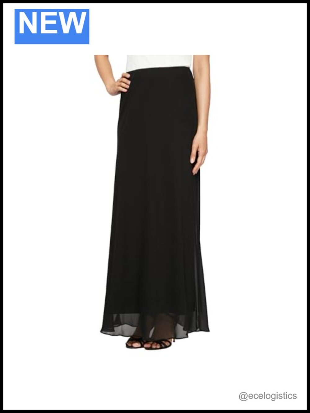 Alex Evenings Women's Long Maxi Skirt Pleated Chiffon A-Line Floor Length
